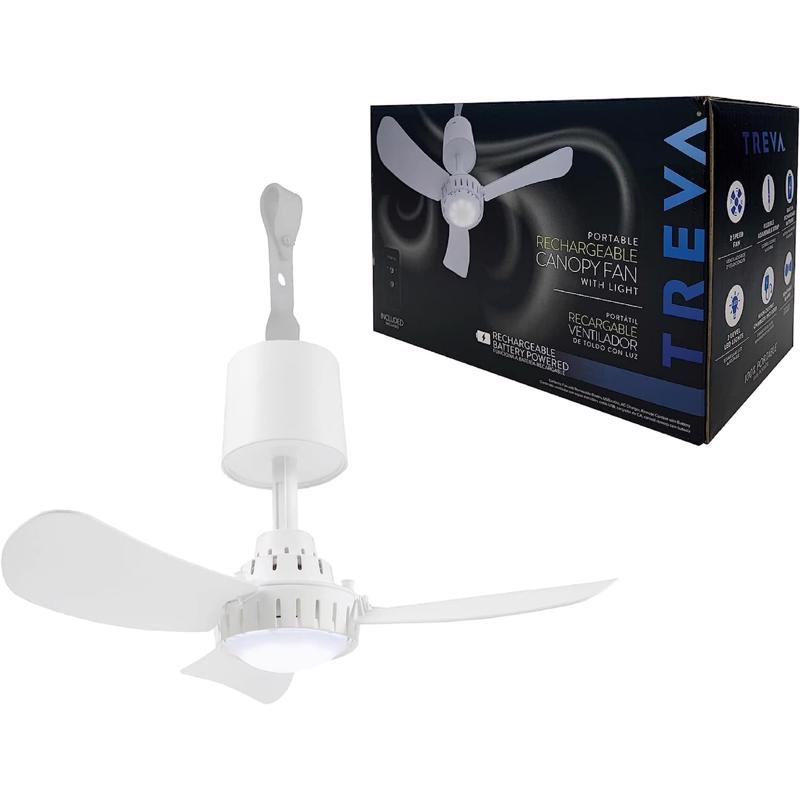 Treva 15 in. H X 15 in. D 2 speed Rechargeable Canopy Fan with Light Remote Control