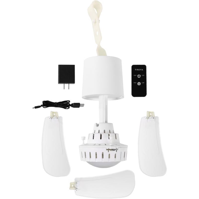 Treva 15 in. H X 15 in. D 2 speed Rechargeable Canopy Fan with Light Remote Control
