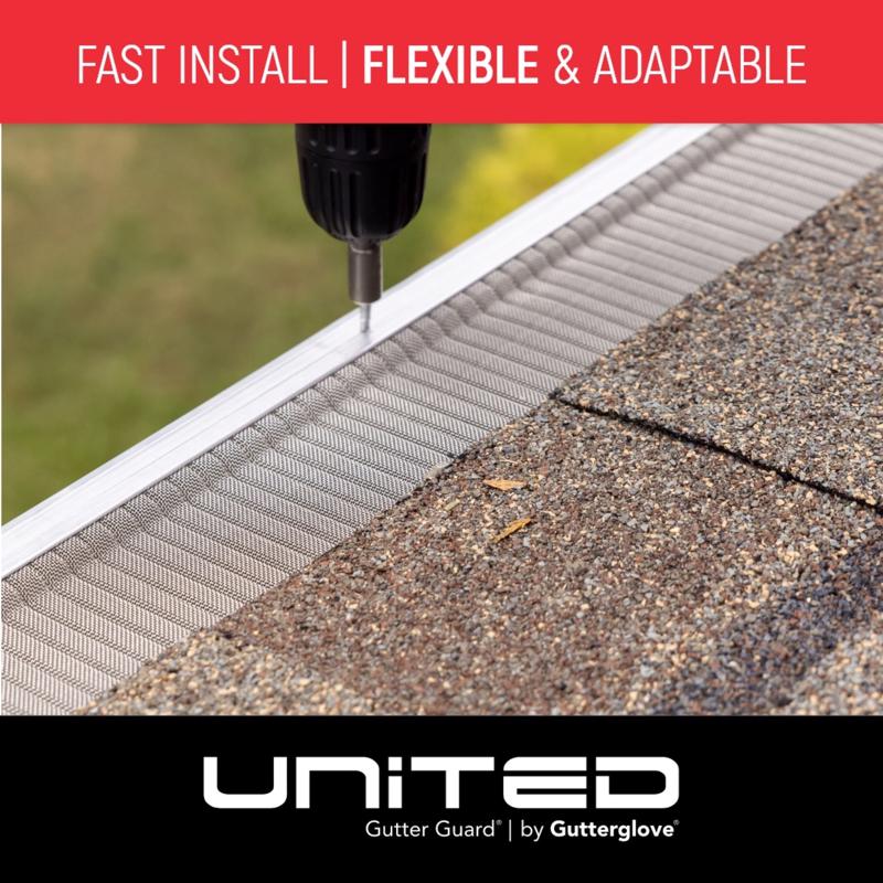 United Gutter Guard Gutterglove 5 in. W X 30 ft. L Silver Stainless Steel Gutter Guard 1 pk