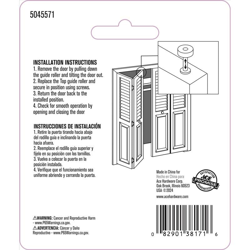 Ace Mill Silver Steel Bi-fold Door Wheel Guide 2 pc