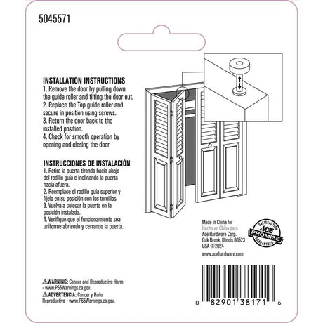 Ace Mill Silver Steel Bi-fold Door Wheel Guide 2 pc