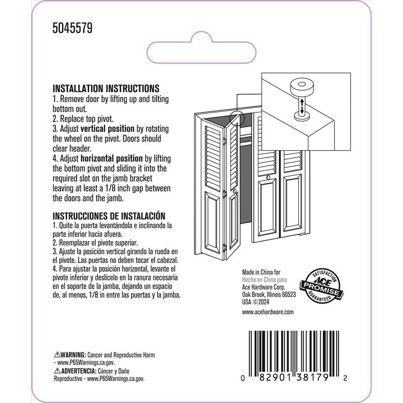 Ace White Plastic Bi-fold Door Pivot 2 pc