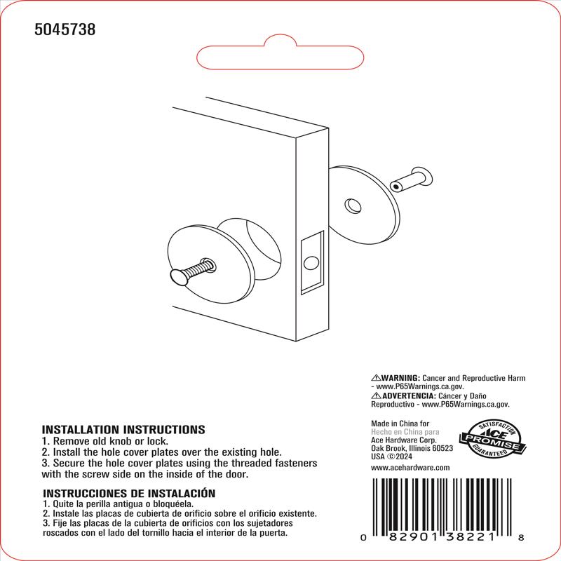 Ace Gold Steel Hole Cover Plate 2 pk