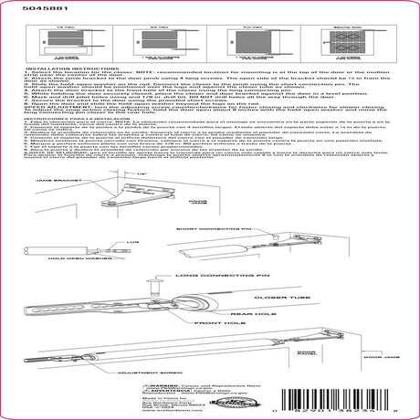 Ace White Steel Pneumatic Screen/Storm Door Closer