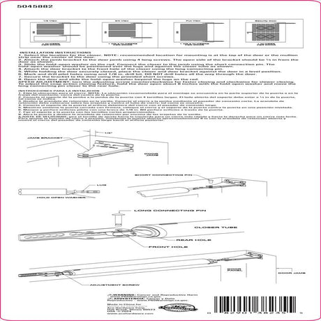 Ace Black Steel Pneumatic Screen/Storm Door Closer