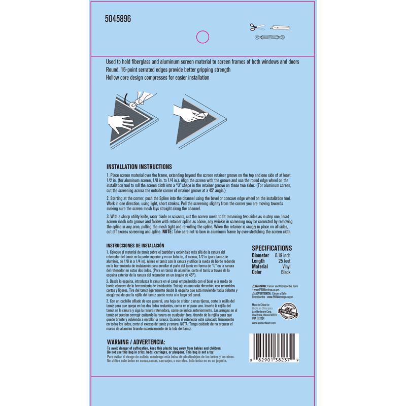 Ace 0.19 in. D X 25 ft. L Spline Channel