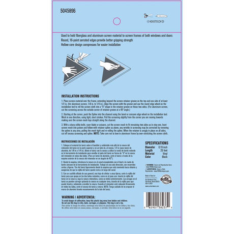 Ace 0.19 in. D X 25 ft. L Spline Channel