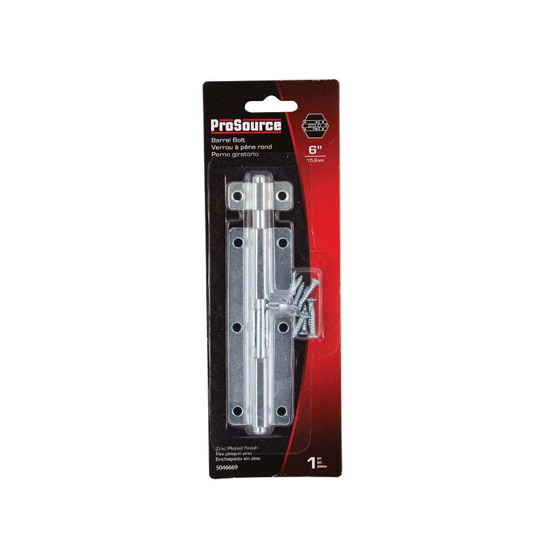 ProSource CL-701-PS Barrel Bolt, 0.31 Dia in Bolt Head, 6 in L Bolt, Steel, Zinc