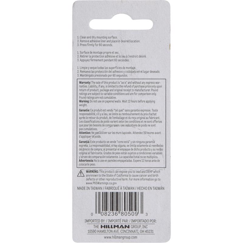 HILLMAN Transparent Adhesive Hangers 1-1/2 lb 4 pk, Pack of 10