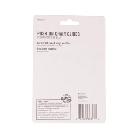 Ace Gray Push-On Plastic Chair Glide 8 pk