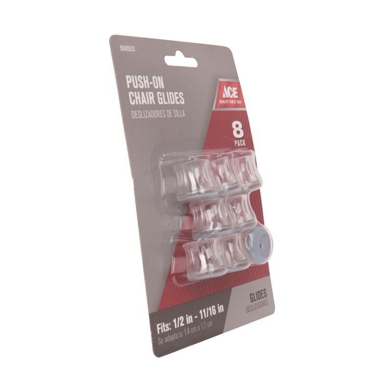Ace Gray Push-On Plastic Chair Glide 8 pk