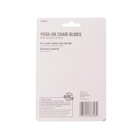 Ace Gray Push-On Plastic Chair Glide 4 pk