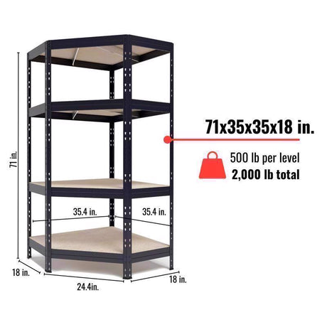 Ar Shelving Garage Corner 71 in. H X 35 in. W X 18 in. D Metal Shelving Unit