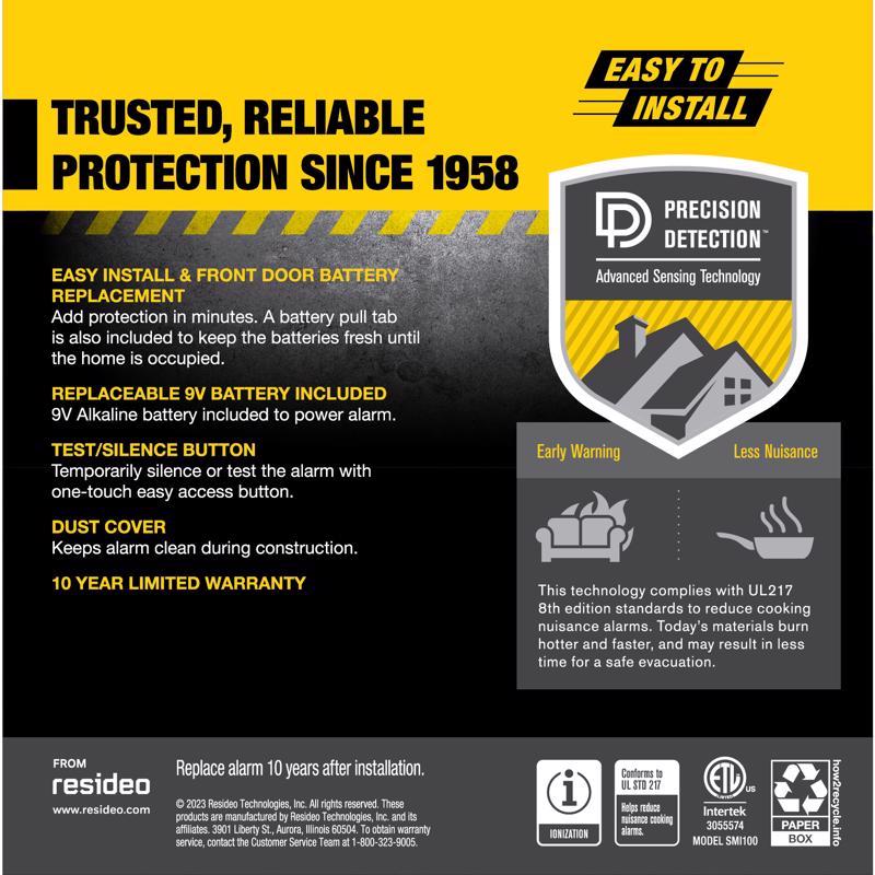 BRK Battery-Powered Ionization Smoke Detector 1 pk