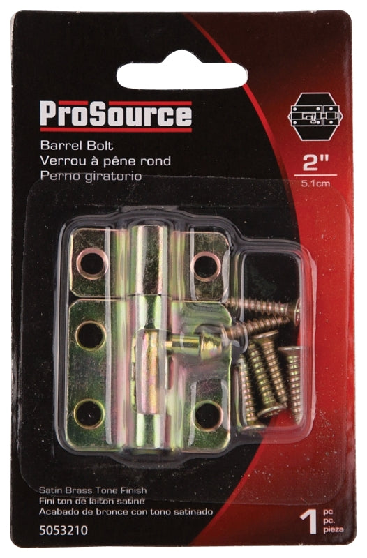 ProSource 20483CZB-PS Barrel Bolt, Steel, Satin Brass