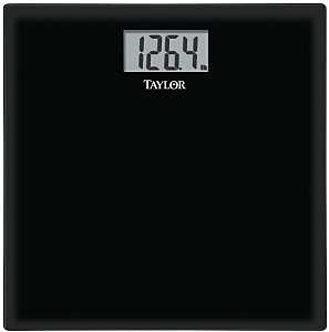 Taylor 75584192B Bathroom Scale, 400 lb Capacity, LCD Display, Black, 13.63 in OAW, 13.63 in OAD, 1.94 in OAH