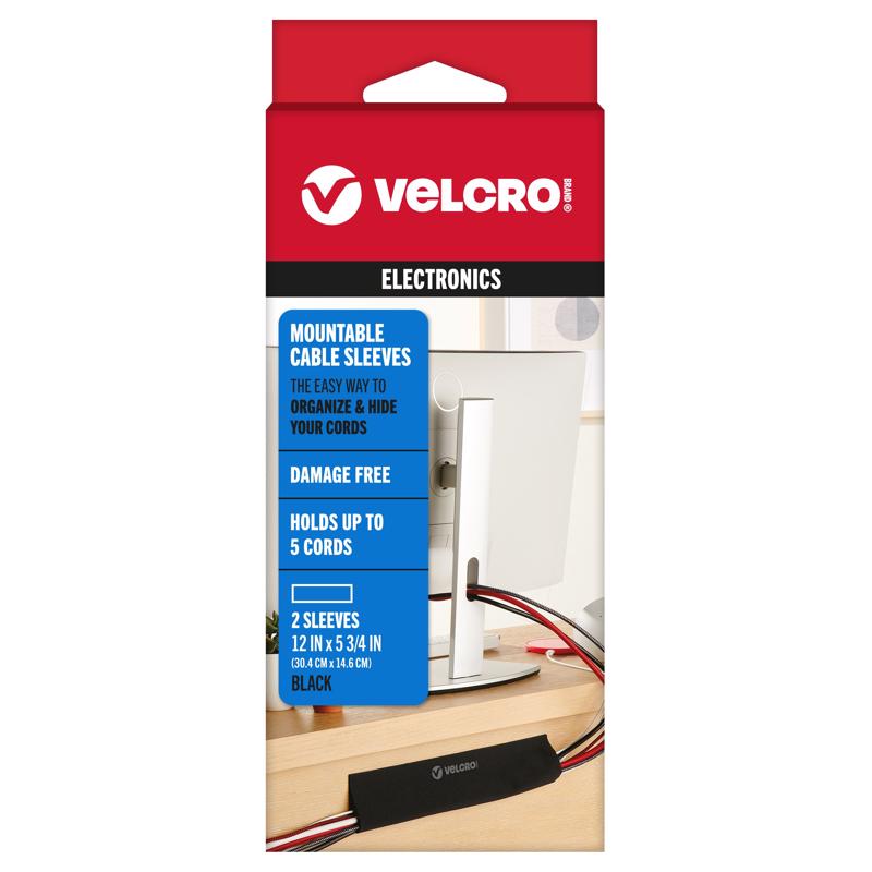 VELCRO Brand Micro Nylon Mountable Cable Sleeve 12 in. L 2 pk