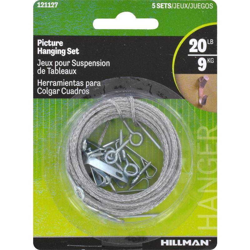 HILLMAN Zinc Conventional Picture Hanging Set 20 lb 5 pk, Pack of 10