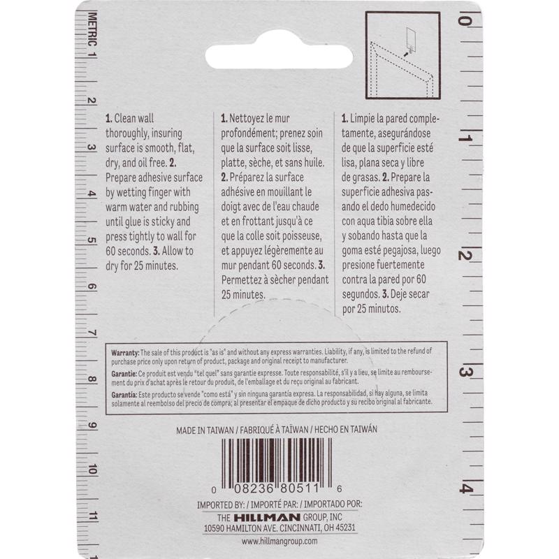 HILLMAN Steel-Plated Light Duty Adhesive Hangers 2 lb 5 pk, Pack of 10