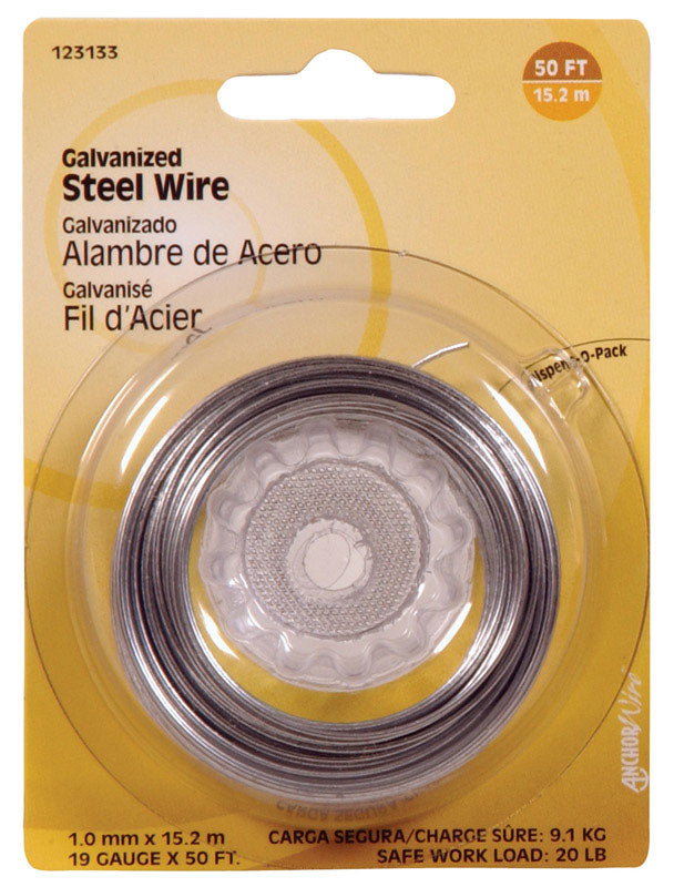 HILLMAN 50 ft. L Galvanized Steel 19 Ga. Wire, Pack of 10