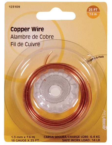 HILLMAN 25 ft. L Copper 18 Ga. Wire, Pack of 10