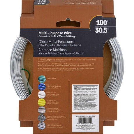 HILLMAN 100 ft. L Galvanized Steel 14 Ga. Wire