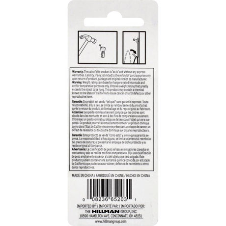HILLMAN Steel-Plated Classic Picture Hanger 20 lb 3 pk, Pack of 10