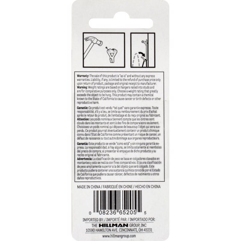 HILLMAN Brass-Plated Professional Picture Hanger 50 lb 2 pk, Pack of 10