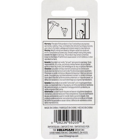 HILLMAN Brass-Plated Professional Picture Hanger 50 lb 2 pk, Pack of 10