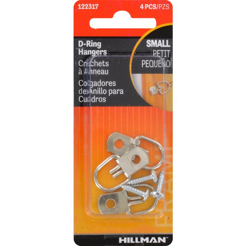 HILLMAN Steel Zinc Small D-Ring Hanger 1 lb 4 pk, Pack of 10