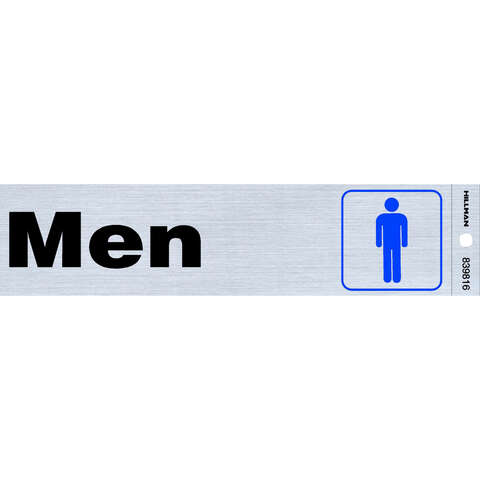 HILLMAN English Silver Restroom Sign 2 in. H X 8 in. W, Pack of 6