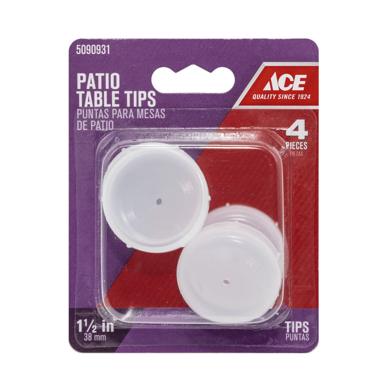 Ace Plastic Patio Table Tips White Round 1-1/2 in. W 4 pk