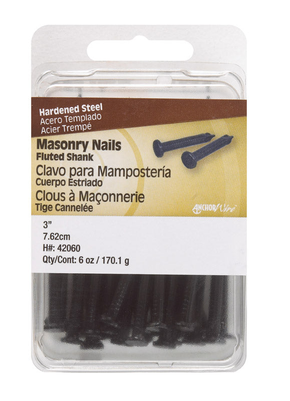 HILLMAN 3 in. Masonry Steel Nail Flat Head, Pack of 5