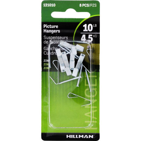 HILLMAN Zinc Silver Conventional Picture Hanger 10 lb 8 pk, Pack of 10