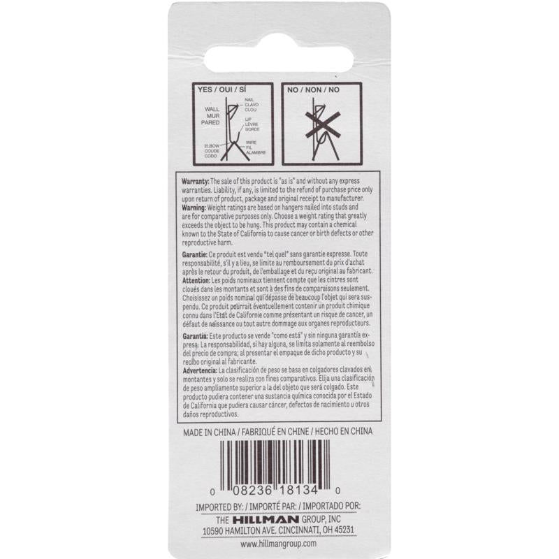 HILLMAN Zinc Silver Conventional Picture Hanger 30 lb 6 pk, Pack of 10
