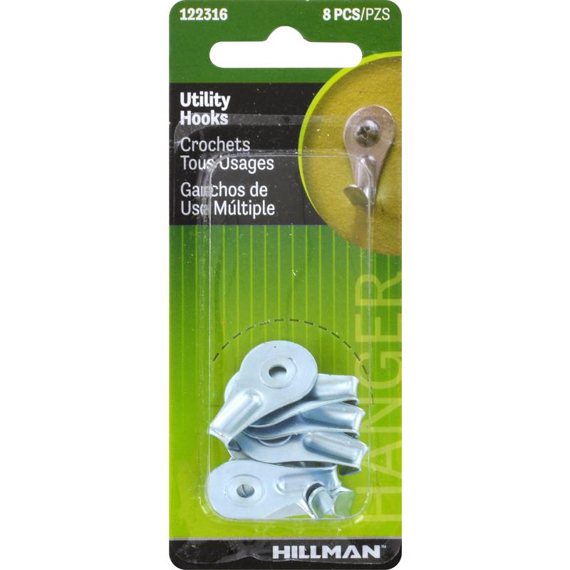 HILLMAN Gray Utility Utility Hooks 1 lb 8 pk, Pack of 10