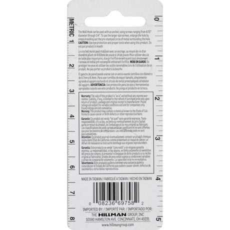 HILLMAN Gray Utility Utility Hooks 1 lb 8 pk, Pack of 10
