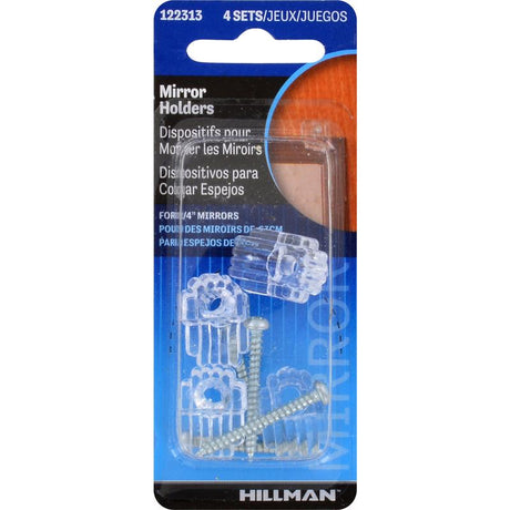 HILLMAN OOK Clear Holder Kit Mirror Holder 20 lb 4 pk, Pack of 10