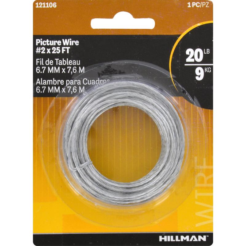 HILLMAN Steel-Plated Silver Braided Picture Wire 20 lb 1 pk, Pack of 10