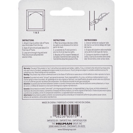 HILLMAN Steel-Plated Silver Braided Picture Wire 30 lb 1 pk, Pack of 10