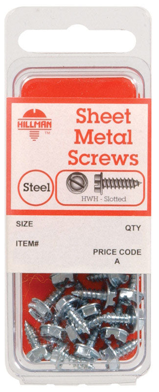 HILLMAN No. 14 X 1 in. L Slotted Hex Head Sheet Metal Screws 5 pk, Pack of 10