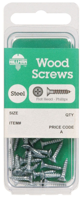 HILLMAN No. 6 X 5/8 in. L Phillips Zinc-Plated Coarse Wood Screws 30 pk, Pack of 10