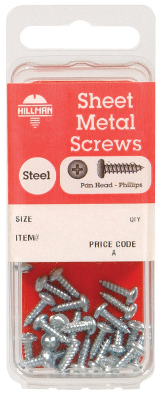 HILLMAN No. 6 X 3/8 in. L Phillips Pan Head Sheet Metal Screws 25 pk, Pack of 10