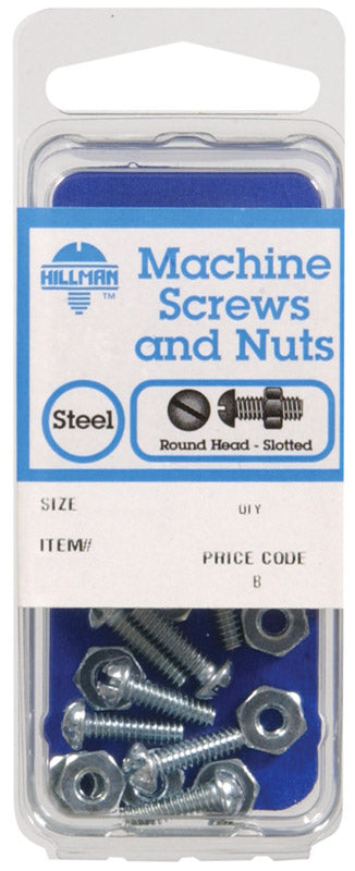 HILLMAN No. 10-32 in. X 3/4 in. L Slotted Round Head Zinc-Plated Steel Machine Screws 1 pk, Pack of 10