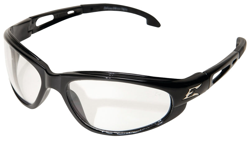 Edge SW111 Non-Polarized Safety Glasses, Clear Lens, Black Frame, Unisex, Polycarbonate Lens, Full Frame, Nylon Frame
