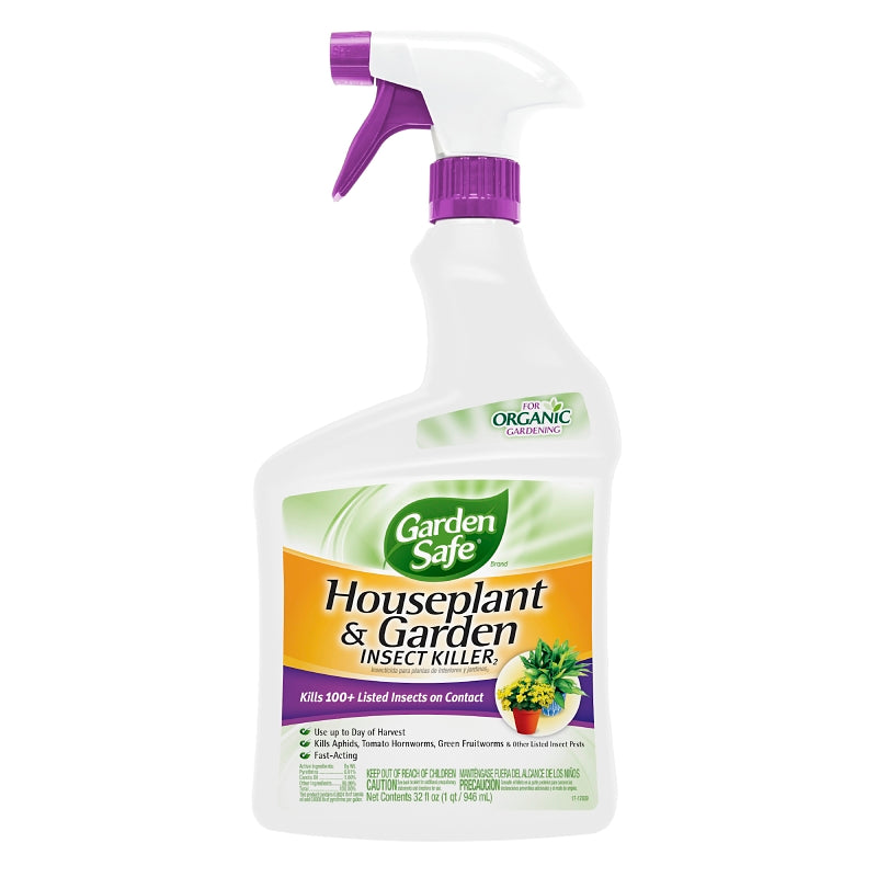 Garden Safe HG-93214 Ready-to-Use Houseplant and Garden Insect Killer, Liquid, Spray Application, 32 fl-oz