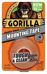 Gorilla Tough & Clear 6065003 Mounting Tape, 60 in L, 1 in W, Clear