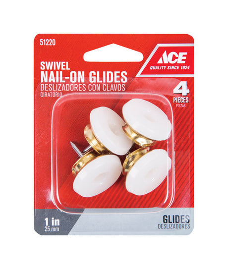 Ace Gold 1 in. Nail-On Brass Swivel Glide 4 pk