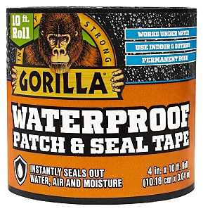 Gorilla 4612502 Patch and Seal Tape, Waterproof, 10 ft L, 4 in W