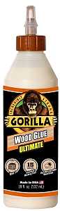 Gorilla 104406 Extra Strength Glue, Natural Wood, 18 oz Bottle, Pack of 4
